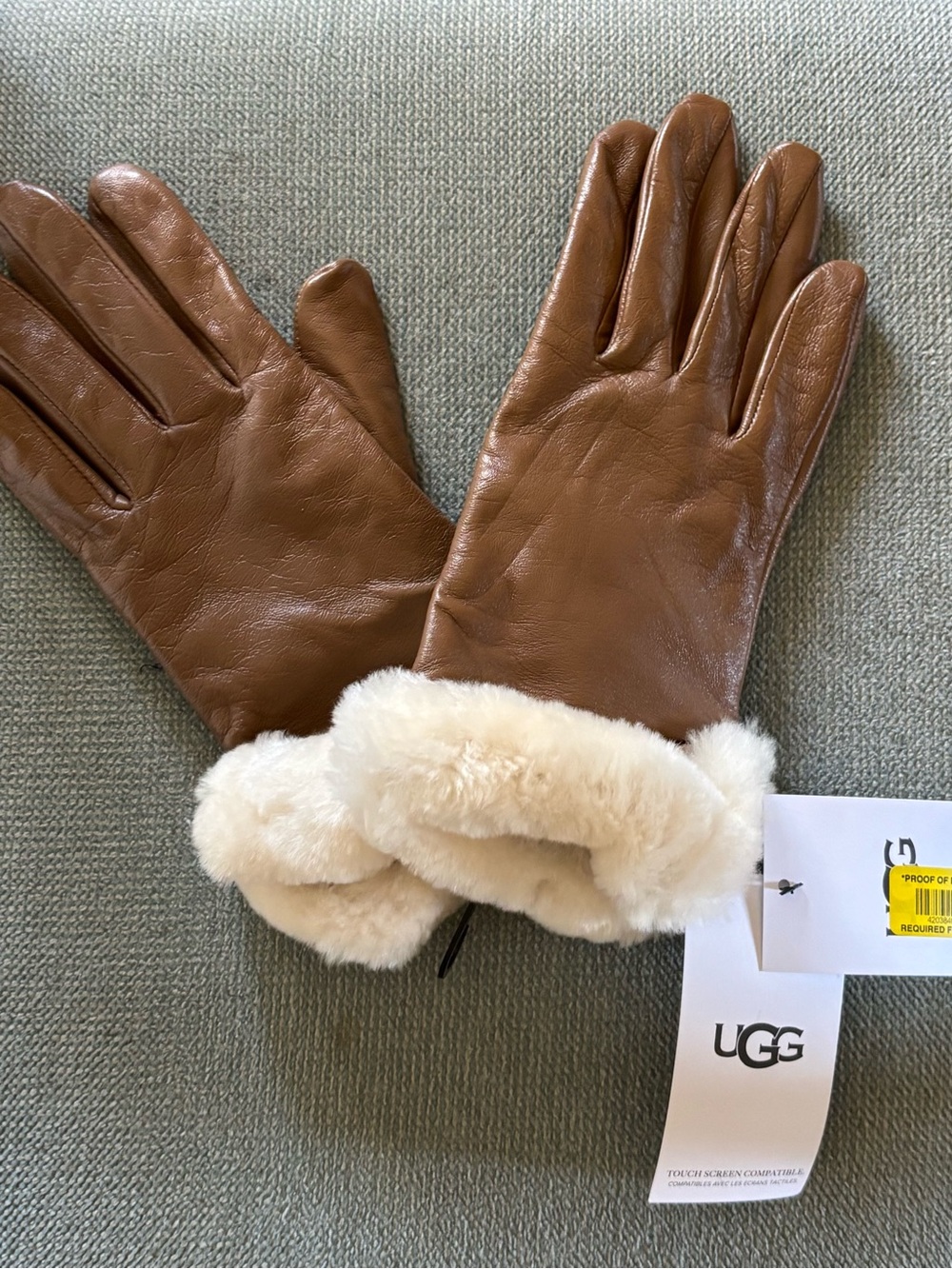 UGG shearling trim lambs leather gloves  lined leather gloves New